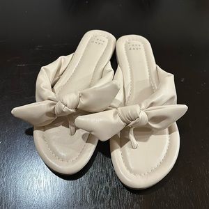 A New Day Beige Knotted Thong Slippers